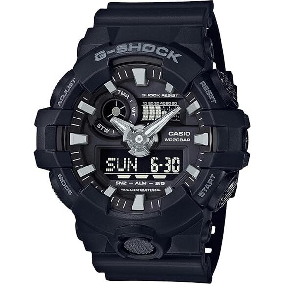 NWT G-Shock Men's Analog-Digital Black Resin Strap Watch, Black-53x58mm - Picture 1 of 2